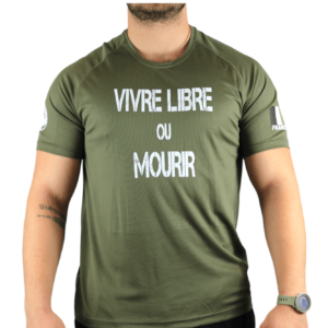 Tee-shirt Homme édition limitée "VIVRE LIBRE OU MOURIR" couleur kaki